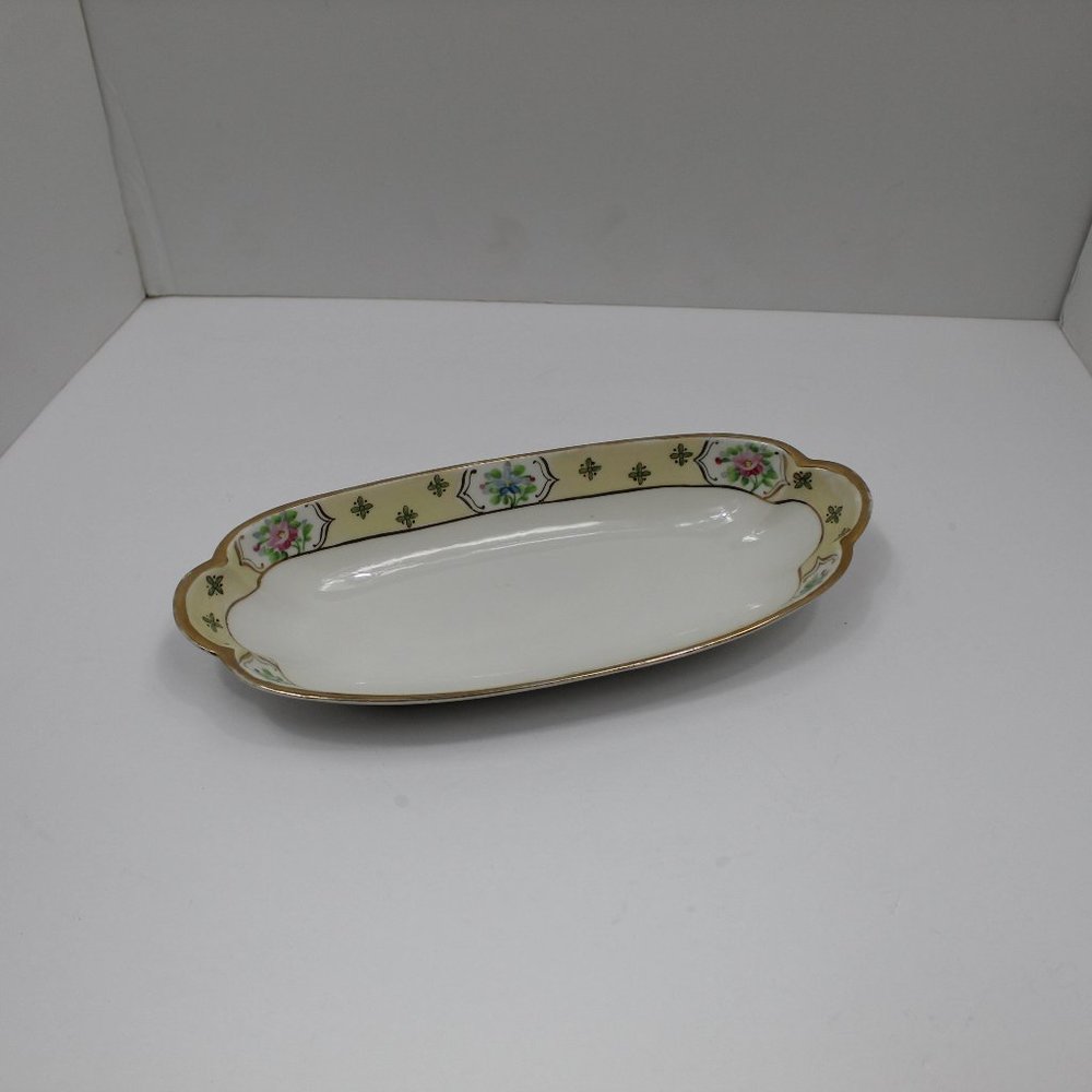 Antique Bone Chine Handpainted Nippon Oval Dish